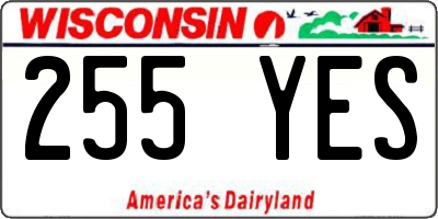 WI license plate 255YES