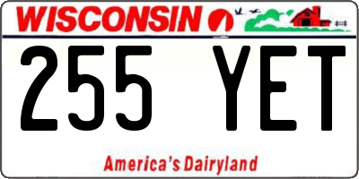 WI license plate 255YET