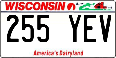 WI license plate 255YEV