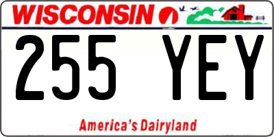 WI license plate 255YEY