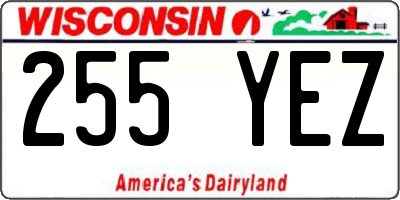WI license plate 255YEZ