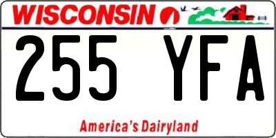 WI license plate 255YFA