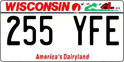 WI license plate 255YFE