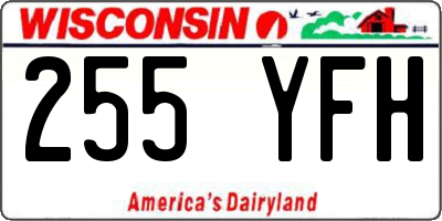 WI license plate 255YFH