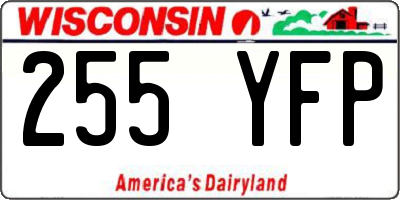 WI license plate 255YFP