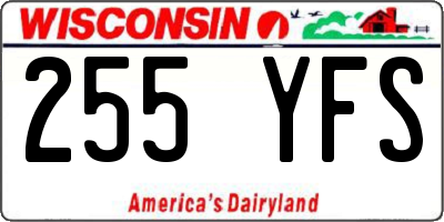 WI license plate 255YFS