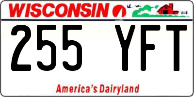 WI license plate 255YFT