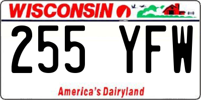 WI license plate 255YFW