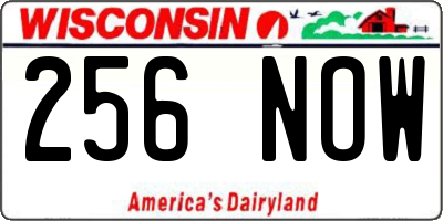 WI license plate 256NOW