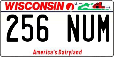 WI license plate 256NUM