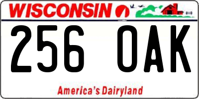 WI license plate 256OAK