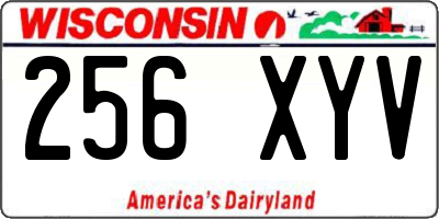 WI license plate 256XYV