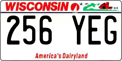 WI license plate 256YEG