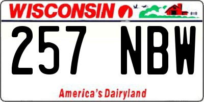 WI license plate 257NBW