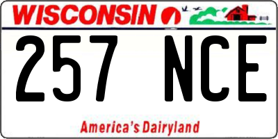 WI license plate 257NCE