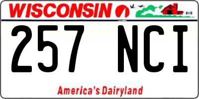 WI license plate 257NCI