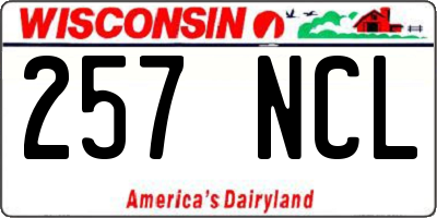 WI license plate 257NCL