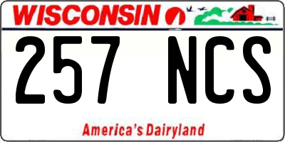 WI license plate 257NCS