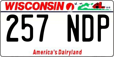 WI license plate 257NDP