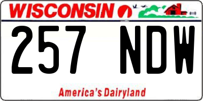 WI license plate 257NDW