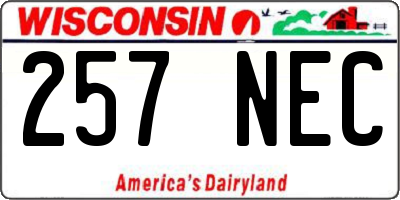WI license plate 257NEC