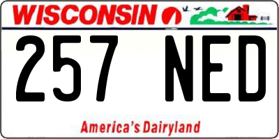 WI license plate 257NED