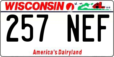 WI license plate 257NEF