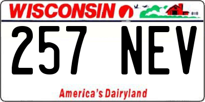 WI license plate 257NEV