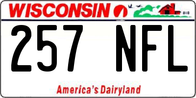 WI license plate 257NFL