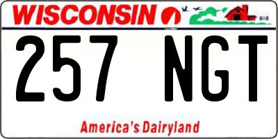 WI license plate 257NGT