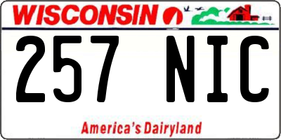 WI license plate 257NIC