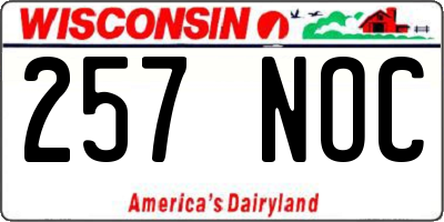 WI license plate 257NOC