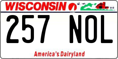 WI license plate 257NOL