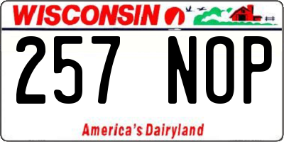 WI license plate 257NOP