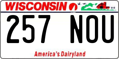 WI license plate 257NOU