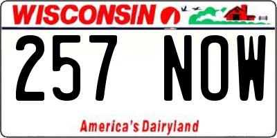 WI license plate 257NOW