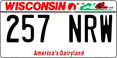 WI license plate 257NRW