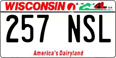 WI license plate 257NSL
