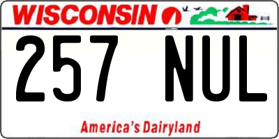 WI license plate 257NUL