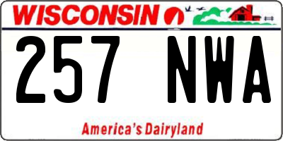 WI license plate 257NWA