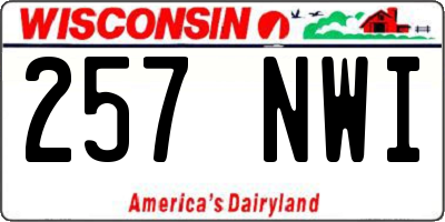 WI license plate 257NWI