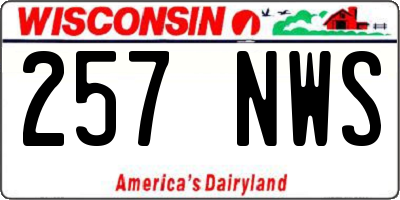 WI license plate 257NWS