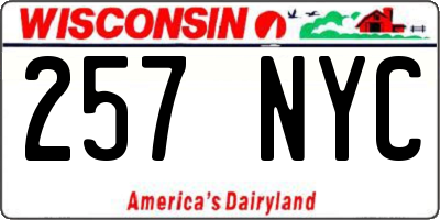 WI license plate 257NYC