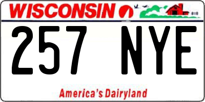 WI license plate 257NYE
