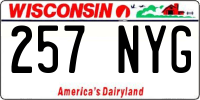 WI license plate 257NYG