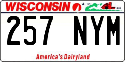 WI license plate 257NYM