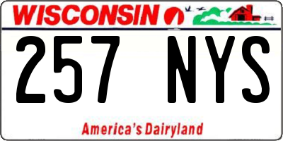 WI license plate 257NYS