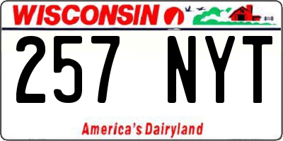 WI license plate 257NYT