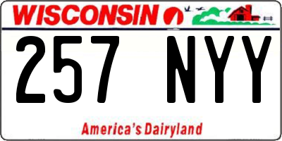 WI license plate 257NYY