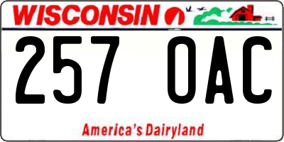WI license plate 257OAC
